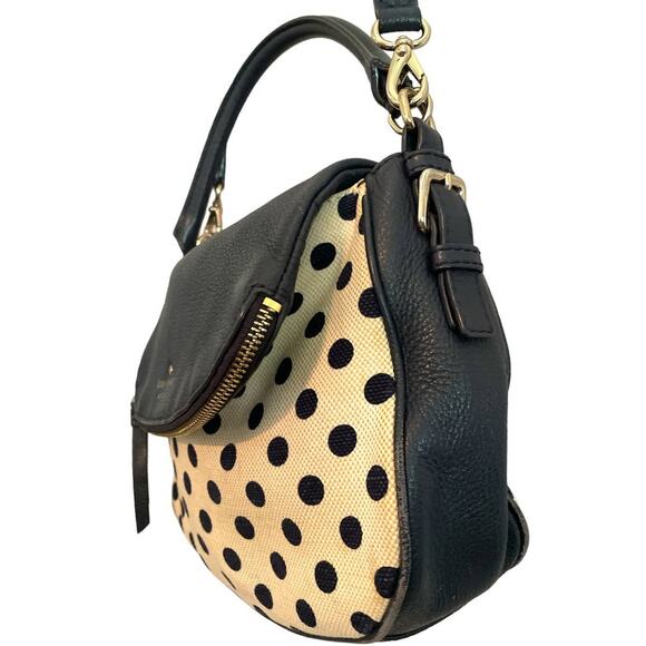 Kate Spade NY Navy Polka Dot Cobble Hill Canvas & Leather Devin Convertible Bag - Picture 4 of 10